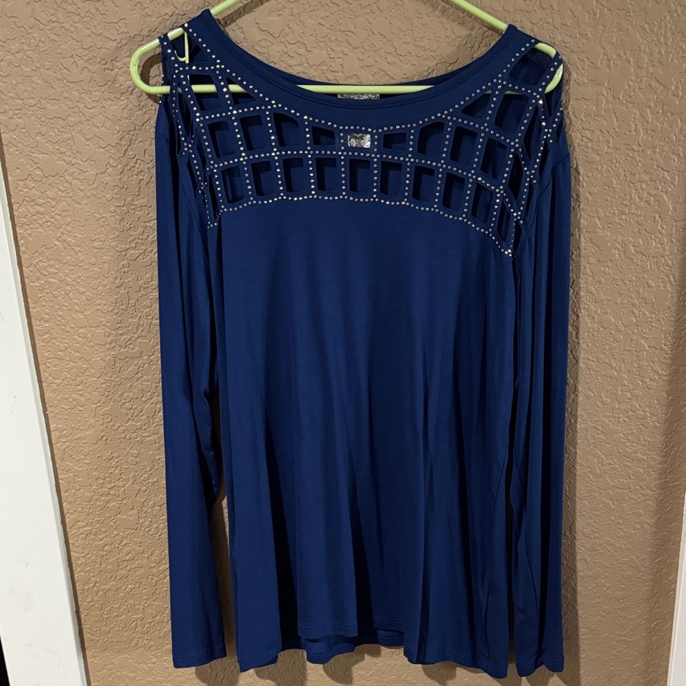 BNWOT Vocal Royal Blue Cut-Out Blouse